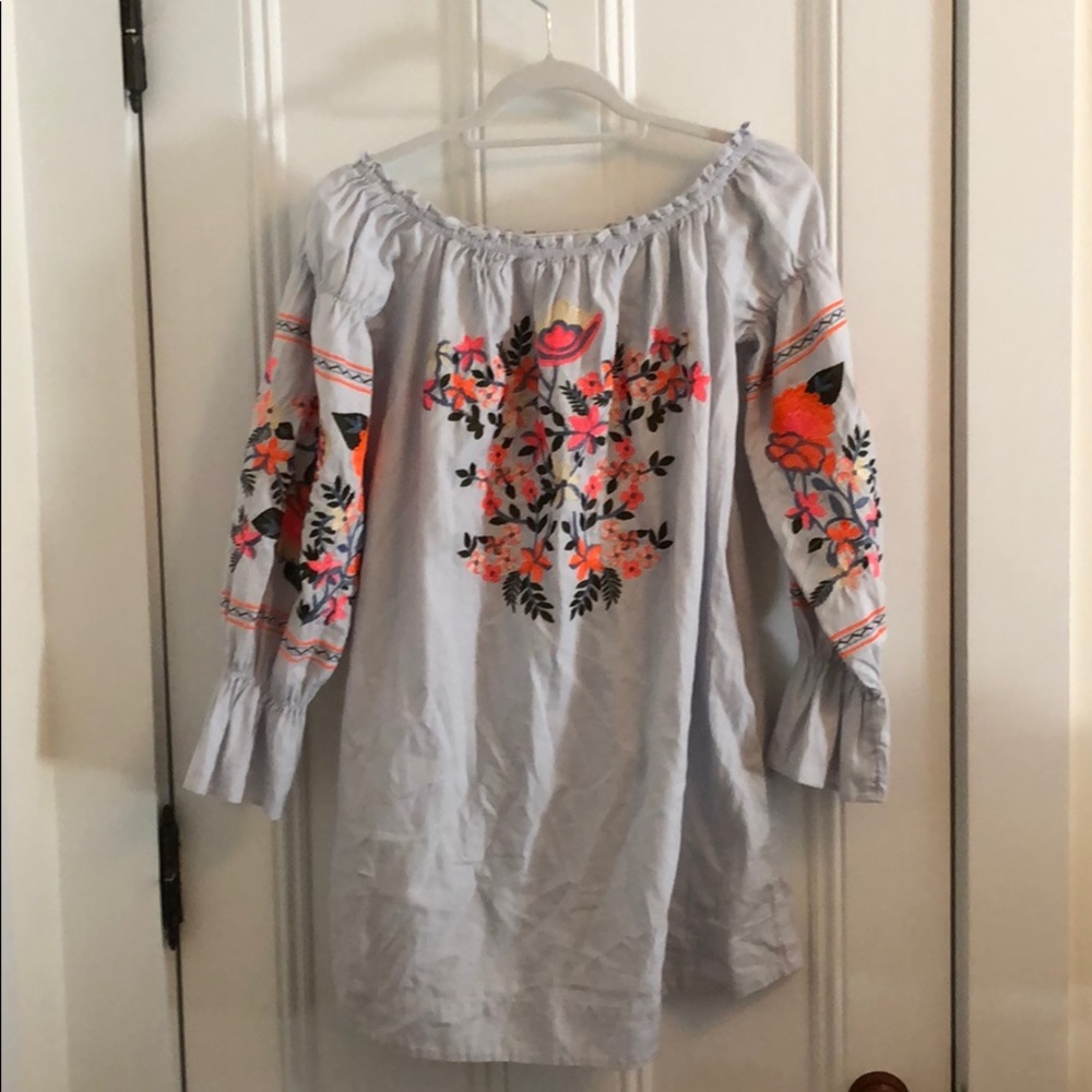 Free people embroidered dress with cap sleeves